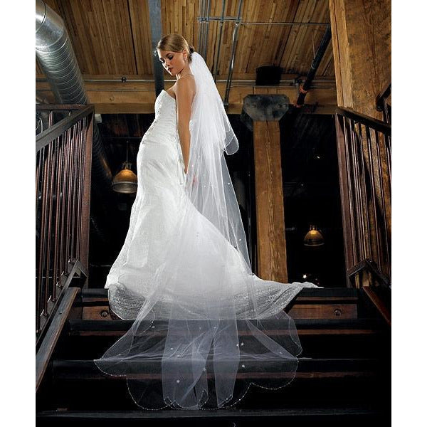 2-Tier White Standard Tulle Veil - Floor Length
