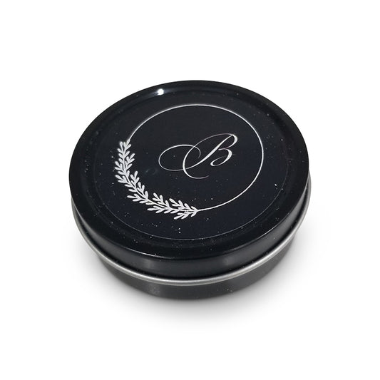 Black Round Mint Tin With Wreath Design (Contents Not Included)
