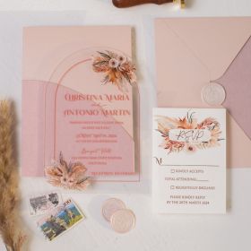 Floral Terracotta Arch Acrylic Wedding Invitations with rose gold foil rsvp card CAX105