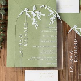 Elegant Foliage Arch Greenery Acrylic Wedding Invitations CAX100