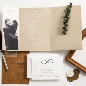 Classic Champagne Tri-Fold Pocket with Monogram Acrylic and Custom Photo CAPL018