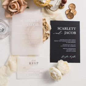 Ethereal Elegance Uv Printed Black Paper Or Transparent Vellum Invitation Swi078