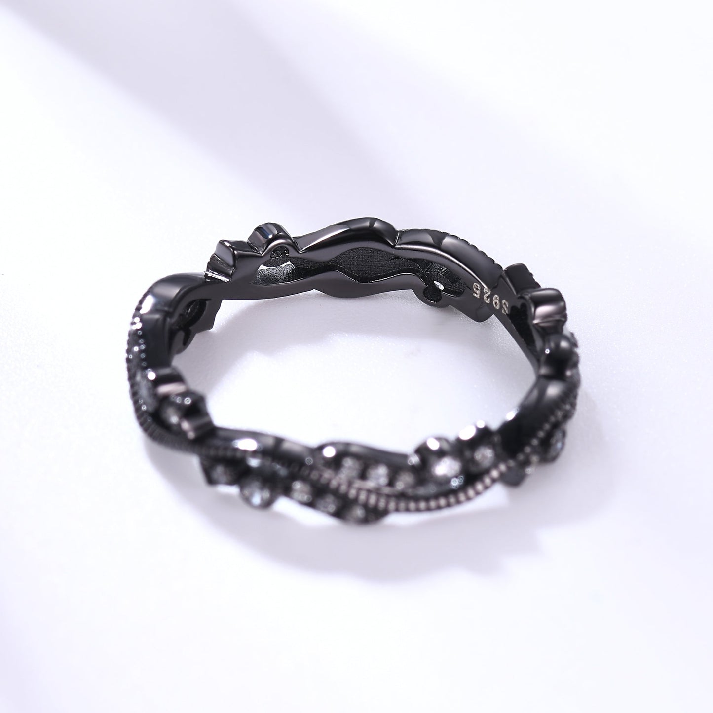 Diamond Black Gold Wedding Band Art Deco Full Eternity