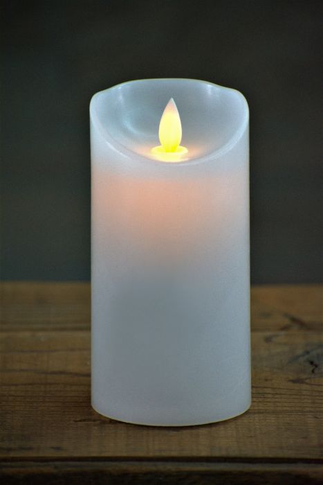 6" White Timer Moving Flame LED Candle