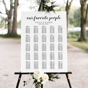 25 Table Large Wedding Guest Seating Chart Foam Board