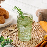 13 oz. Vintage Textured Sage Green Drinking Glass Cups (Set of 6)