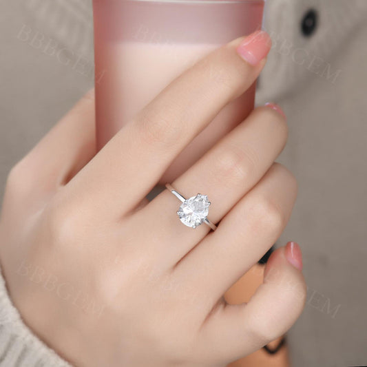 2 Carat Pear Shaped Moissanite Engagement Ring Solitaire Full Circle
