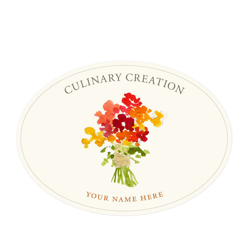 Kitchen Flowers Oval Kitchen Labels