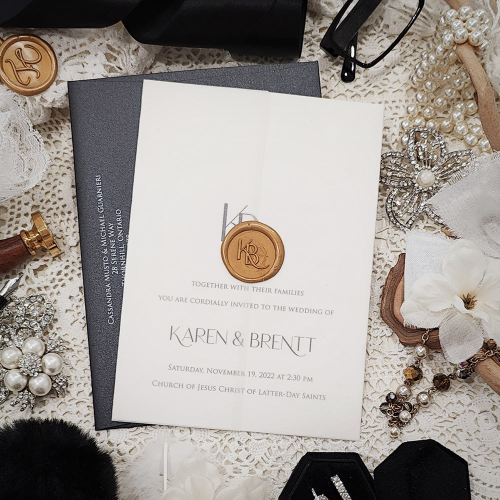 Vellum Wrap Wedding Invitation 3200