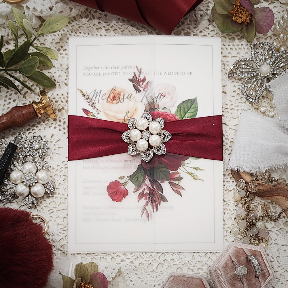Vellum Wrap Wedding Invitation 3205