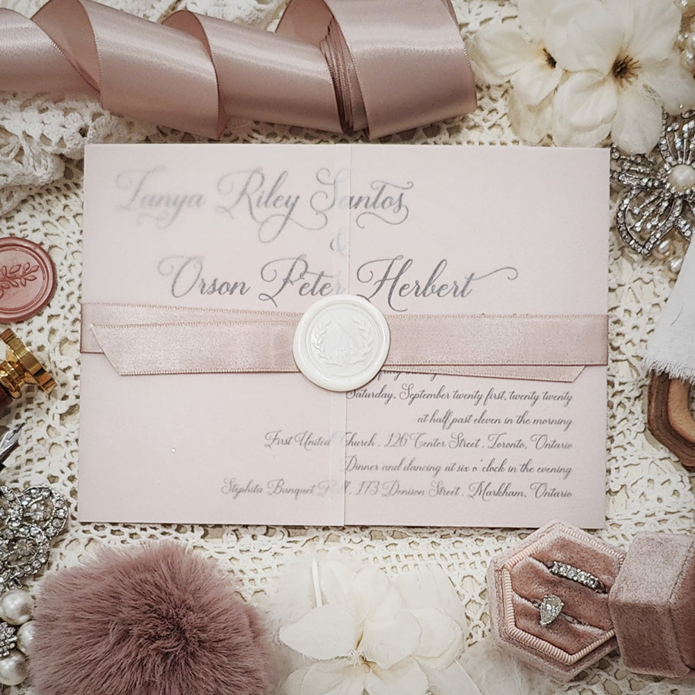 Vellum Wrap Wedding Invitation 3207