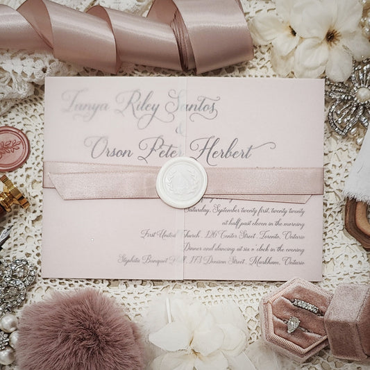 Vellum Wrap Wedding Invitation 3207
