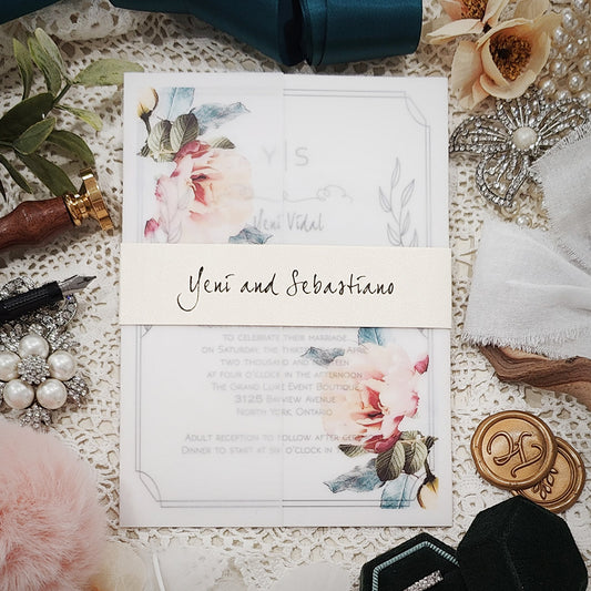 Vellum Wrap Wedding Invitation 3217