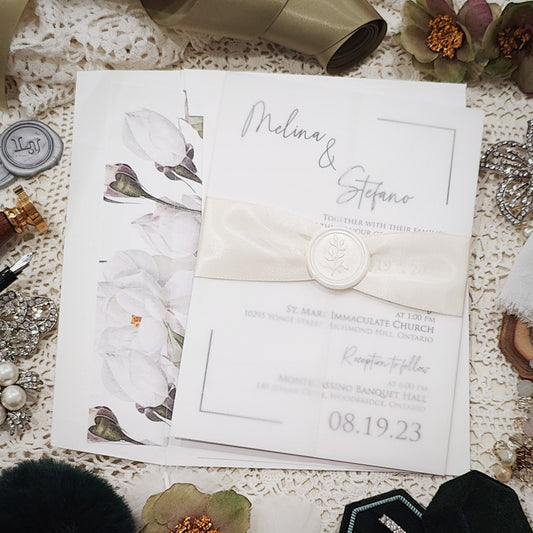 Vellum Wrap Wedding Invitation 3218