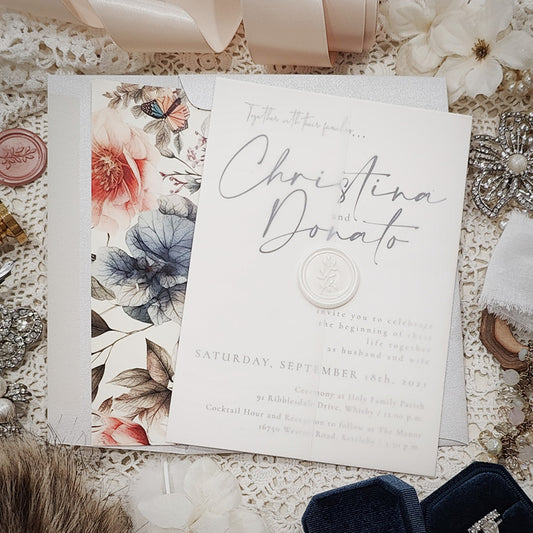 Vellum Wrap Wedding Invitation 3221