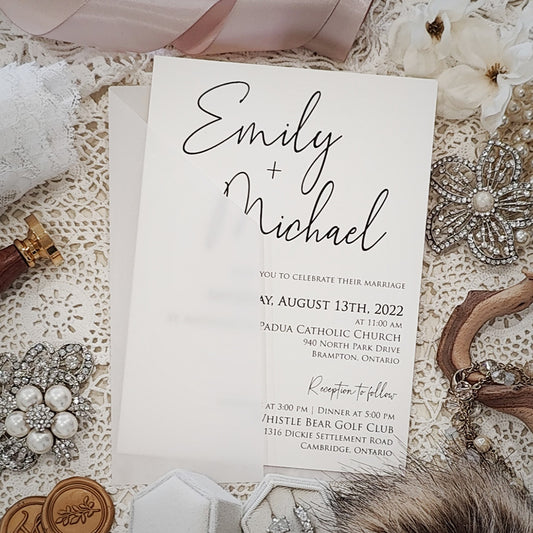 Vellum Wrap Wedding Invitation 3229