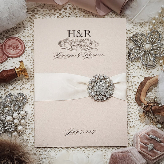 Brooch Wedding Invitation 3513