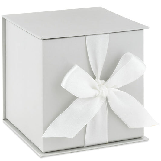 4.3" Small Pearl Gray Gift Box With Shredded Paper Filler