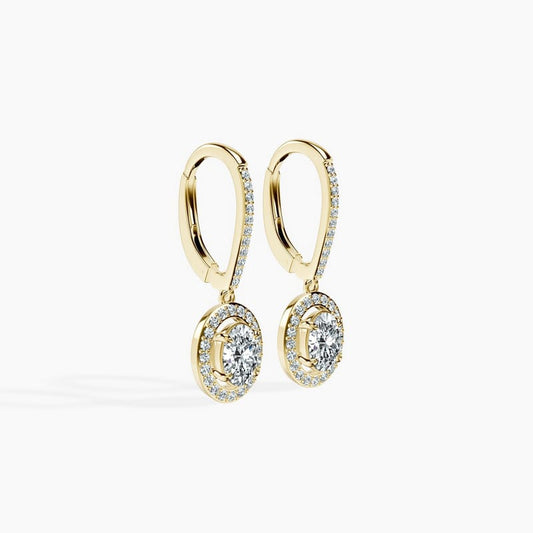 Halo Oval Drop Earrings