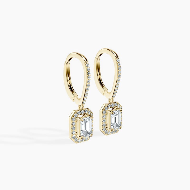 Halo Emerald Drop Earrings