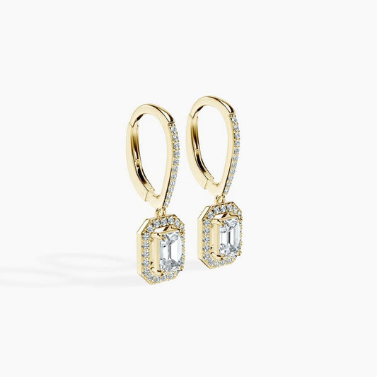 Halo Emerald Drop Earrings