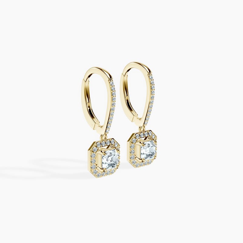Halo Asscher Drop Earrings