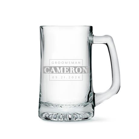 Custom Engraved 14 Oz. Glass Beer Mug - Groomsman