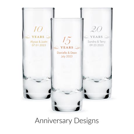 Custom Printed 2.5 oz. Tall Shot Glass Favor - Anniversary | More Occasions