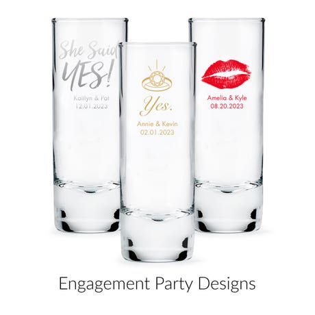 Custom Printed 2.5 oz. Tall Shot Glass Wedding Favor - Engagement Party | More Occasions