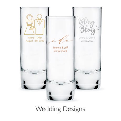 Custom Printed 2.5 oz. Tall Shot Glass Wedding Favor - Wedding | More Occasions