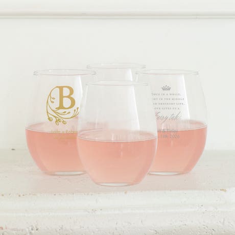 9 oz. Stemless Wine Glass Favor - Blank | Designs Available