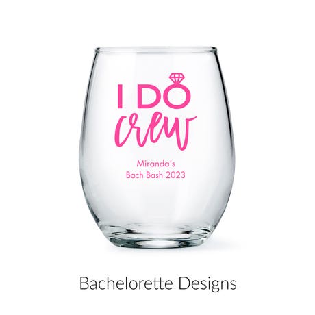 Personalized 9 oz. Stemless Wine Glass Wedding Favor - Bachelorette | More Occasions