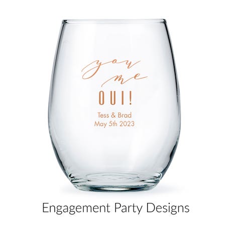 Personalized 15 oz. Stemless Wine Glass Wedding Favor - Engagement Party | More Occasions