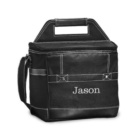 Black Personalized Insulated Cooler Bag - Monogram Embroidered - Unique Gift For Him|Her