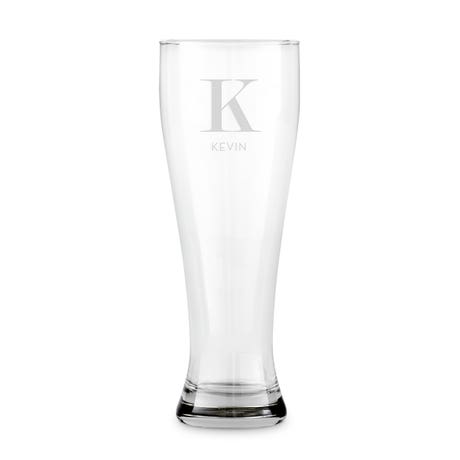 Custom Engraved 22 oz. Pilsner Glass - Modern Serif Initial