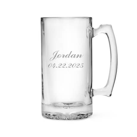 Custom Engraved 25 oz. Glass Beer Mug - Chic Script