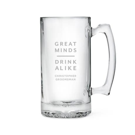 Custom Engraved 25 oz. Glass Beer Mug - Great Minds Drink Alike