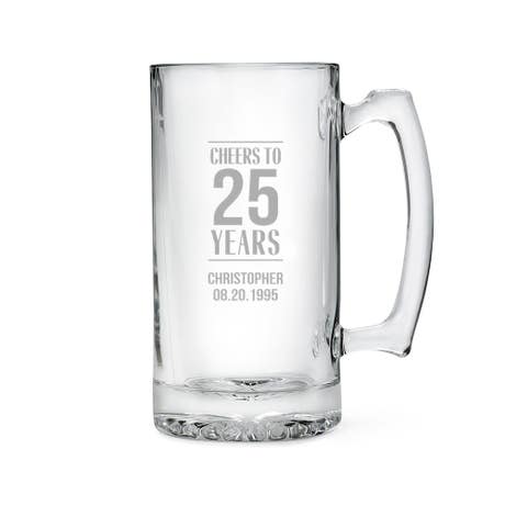 Custom Engraved 25 oz. Glass Beer Mug - Cheers To The Years