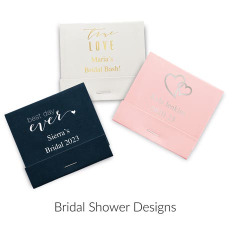 Personalized Matchbook Wedding Favors - Bridal Shower | Pack of 50 | More Occasions