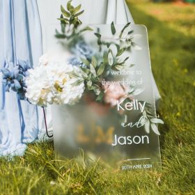 Chic Frosted Acrylic Wedding Welcome sign with White Acrylic Names CS086