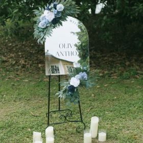 Custom Arched Silver Mirror Wedding Sign CS078