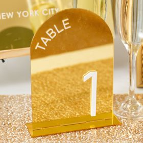 Arched Mirror Gold Acrylic Wedding Table Number CT025