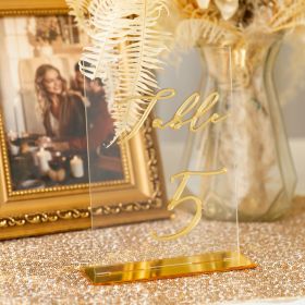 Elegant Acrylic Wedding Table Number With Mirror Gold 3D Numbers CT027