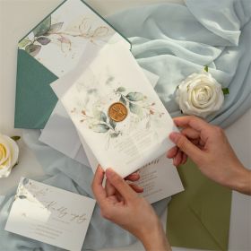 Rustic Greenery Monogram Wedding Invitations With Vellum Jackets CDI019