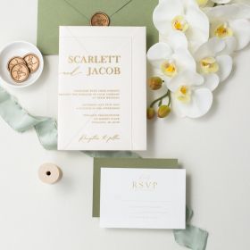 Simple Elegant Greeny Arcylic Wedding Invitations CAX084