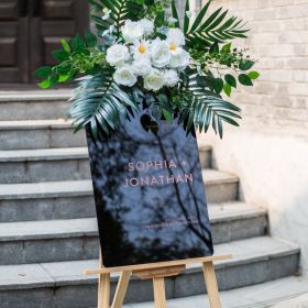 Modern Black Acrylic- Rose Gold Name Welcome Sign CS064