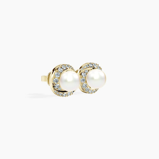 Diamond & Pearl Crossover Earrings