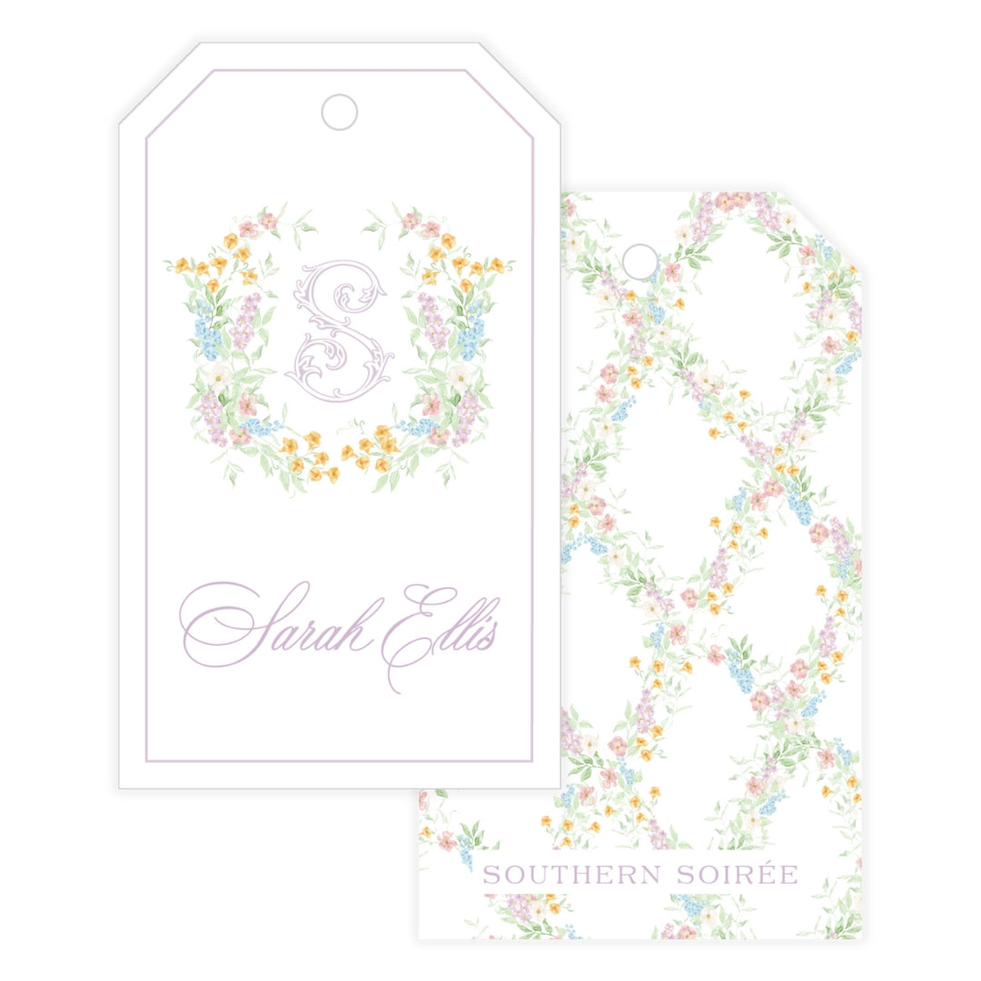 Butterfly Kisses Floral Crest Gift Tag