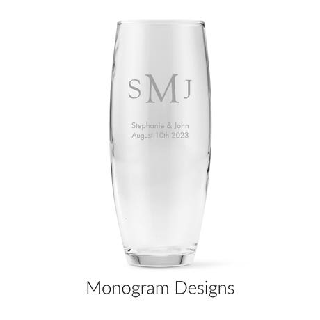 Personalized 9 oz. Stemless Toasting Champagne Flute Wedding Favor - Monograms | More Designs