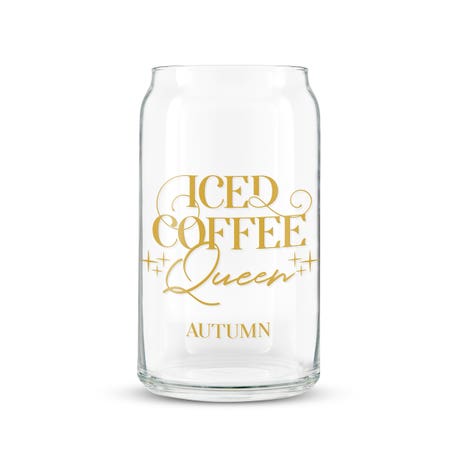 Personalized Can Shaped Drinking Glass - Iced Coffee Queen